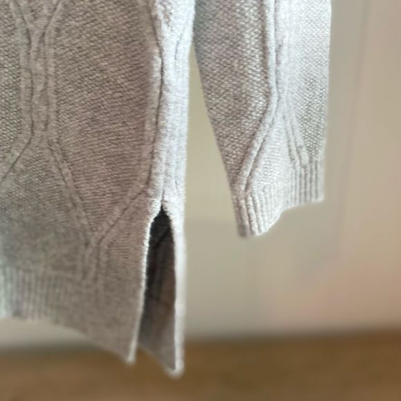 J. JILL CABLED CREW-NECK SWEATER TUNIC - SIZE SMALL PETITE - GREY HEATHER - Picture 5 of 9